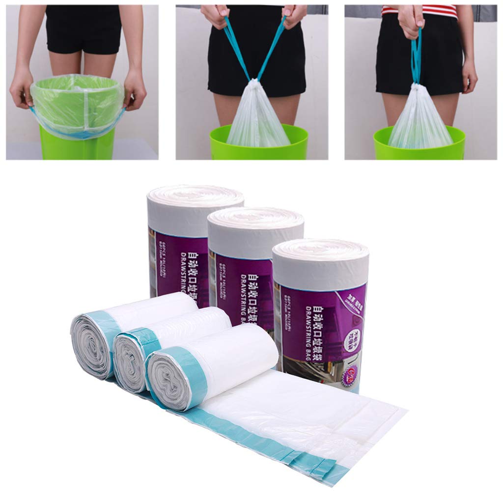 Automatic Sealing Kitchen Garbage Bags - Strong Clear Plastic Trash Bags for Household Waste, 3 Rolls - Perfect for Kitchen, Bathroom & Office Disposal