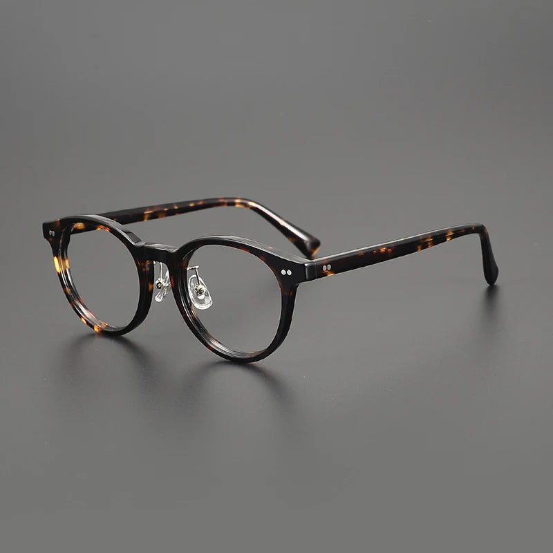 Stylish Black Acetate Unisex Round Full-Rim Eyeglasses 98615 - Perfect for Work, Reading & Fashion Accessories