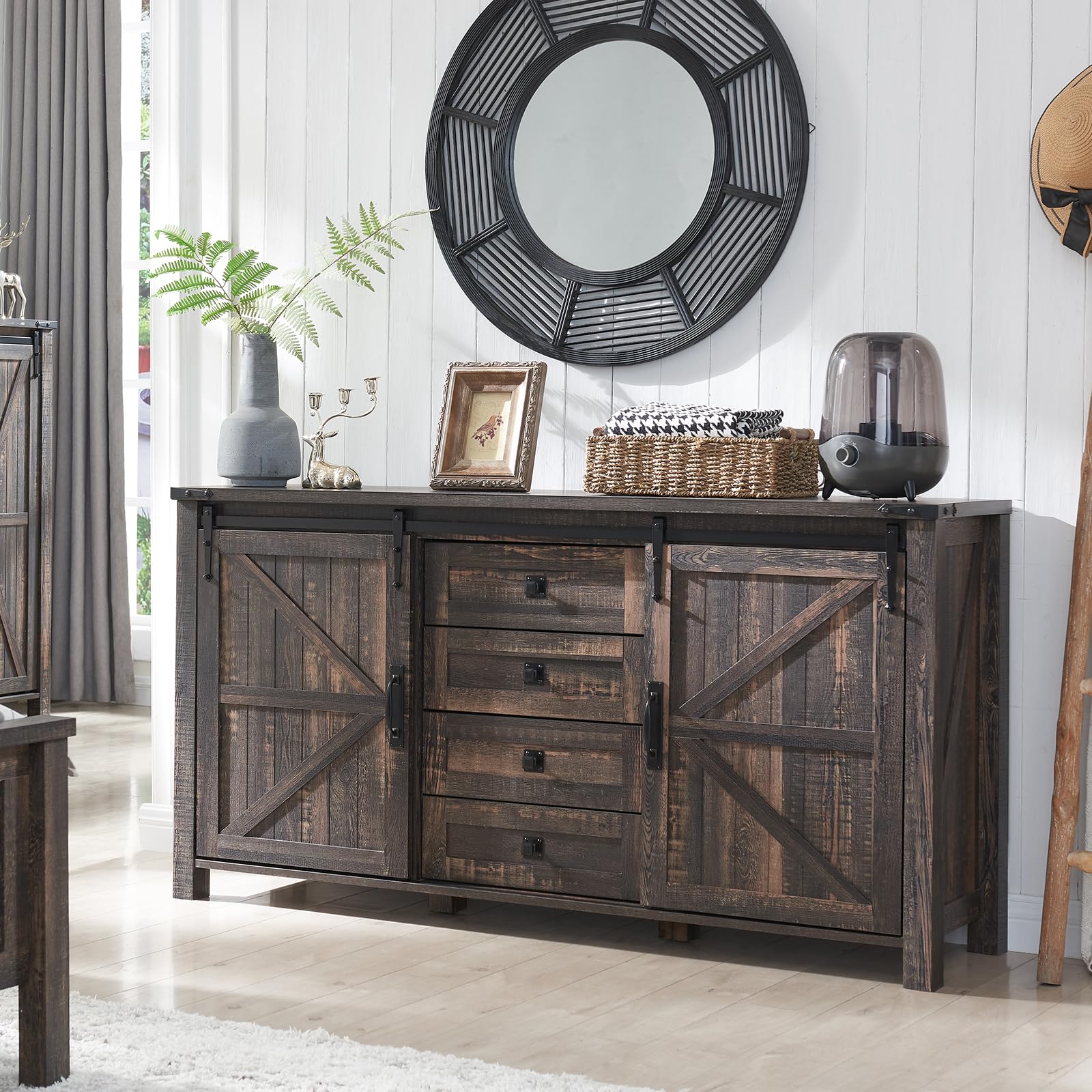 Farmhouse Sideboard Buffet Cabinet with Storage - 60