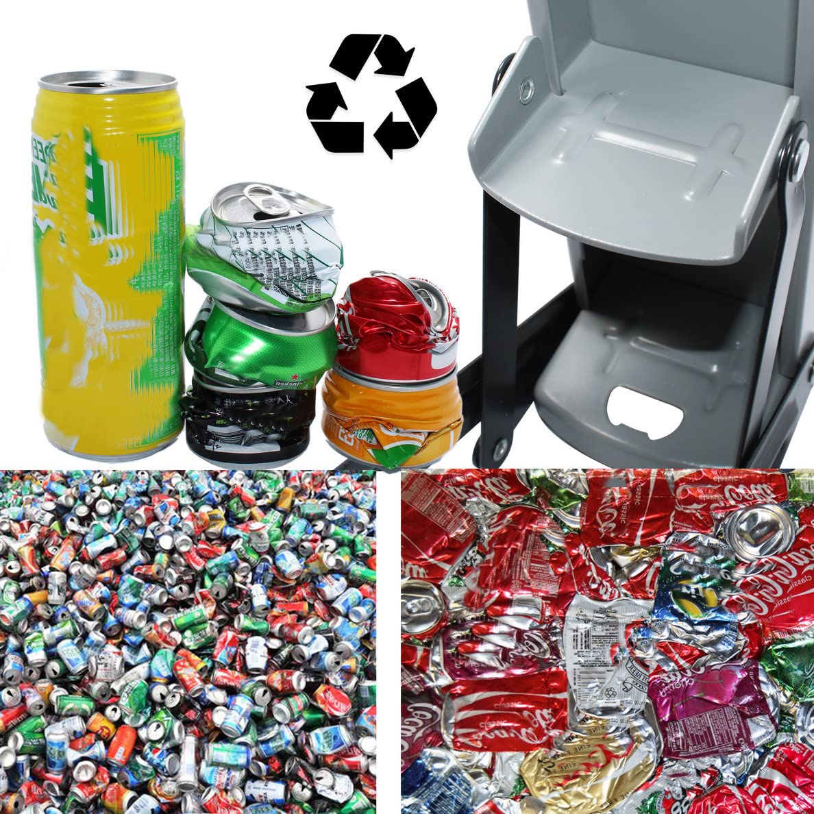 Heavy Duty Wall-Mounted Metal Can Crusher & Compactor with Bottle Opener - Smashes 12 oz & 16 oz Aluminum Cans, Soda, Beer, Seltzer & Plastic Bottles - Perfect for Recycling, Home Bars, Garages & Outdoor Parties
