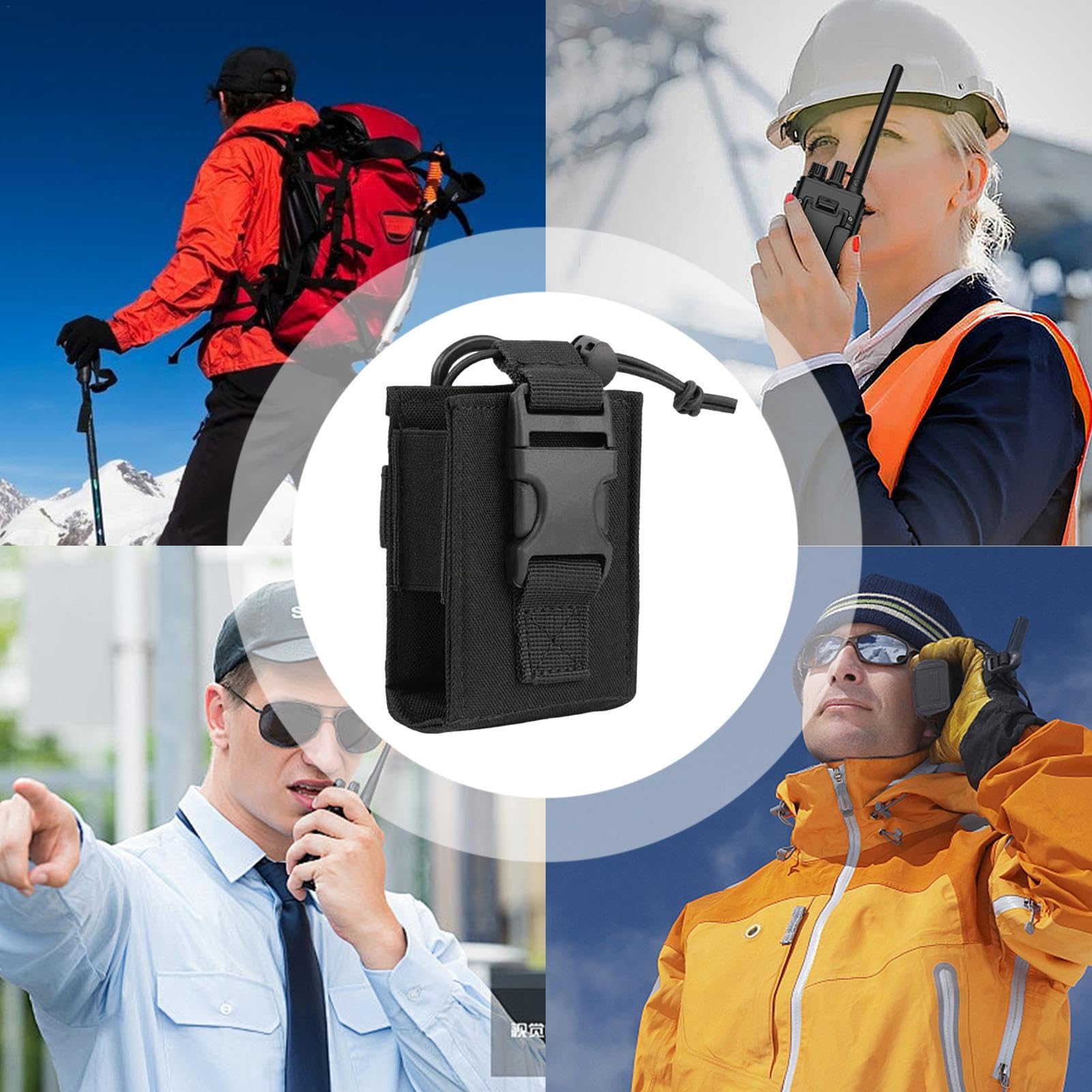 Walkie Talkie Holder - Portable Two Way Radio Holster Clip & Belt Pouch with Carrying Case - Durable Radio Accessories for Outdoor Adventures, Hiking, Camping, Construction Work & Emergency Communication