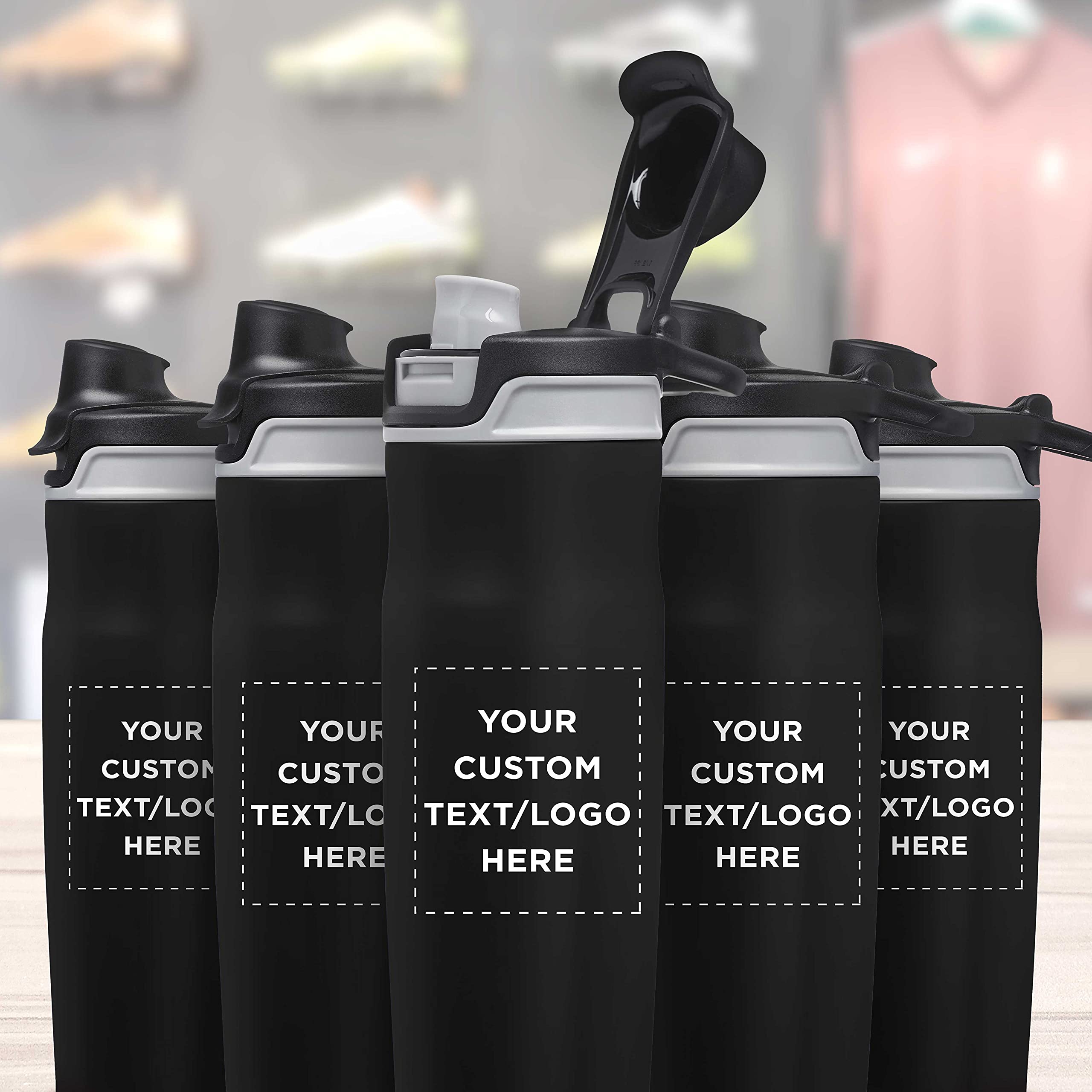 Custom Juno 20oz Water Bottles with Flip Lid - Set of 6 Reusable Personalized Bottles for Gym, Hiking, Cycling & School - Bulk Pack Black - Perfect for Sports, Outdoor Activities & Daily Hydration