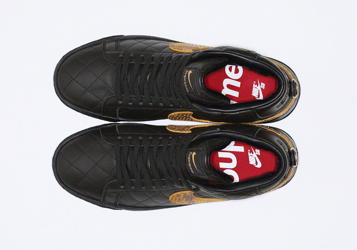 Supreme x Nike SB Blazer Mid Black Skateboarding Shoes - Men's High-Top Sneakers for Streetwear & Skateboarding Fashion
