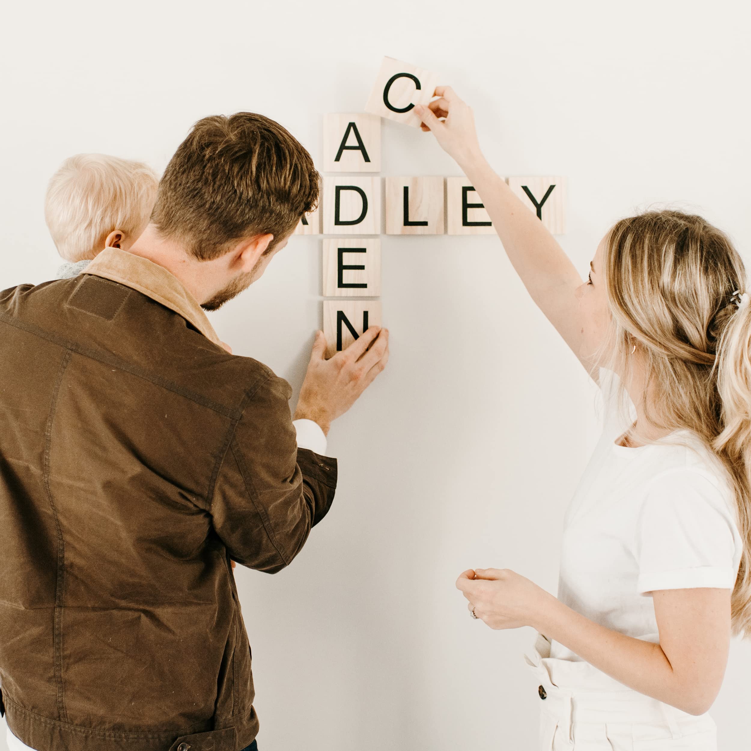 Stiles Letter Tiles - 3.5 Inch Wooden Wall Decor Letters for Home (Letter M) - Perfect for Living Room, Dining Room, Kitchen & Bedroom - Family Signs & Crossword Style Home Decor for Cozy Spaces