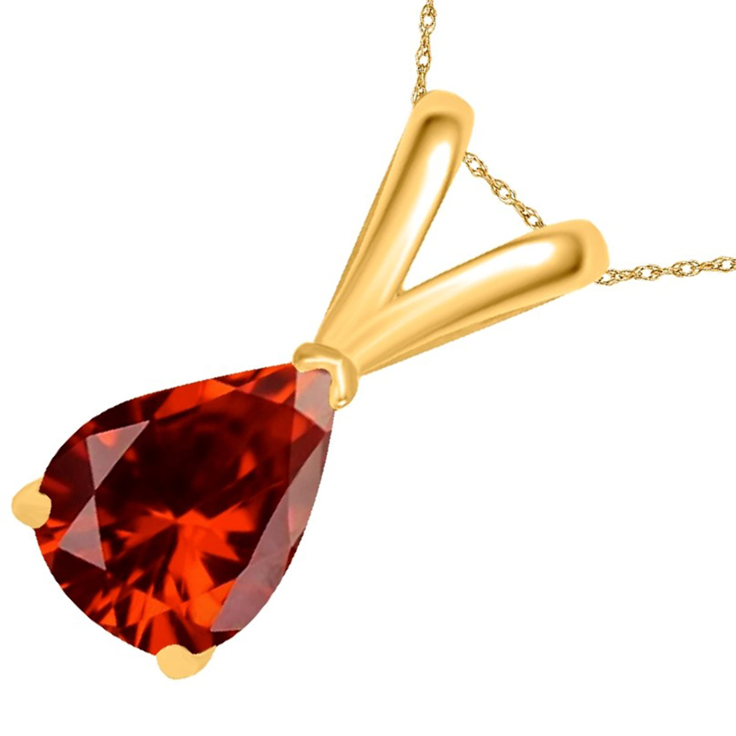 14K Yellow Gold Garnet Pendant Necklace for Women | 0.90 Carat Pear-Shaped Stone with Prong Setting | 18