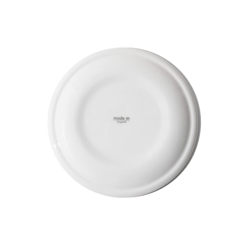 Premium Porcelain Bread and Butter Plate Set of 4 - White with Navy Blue Rim - English Crafted Dinnerware for Breakfast, Tea Parties & Elegant Dining