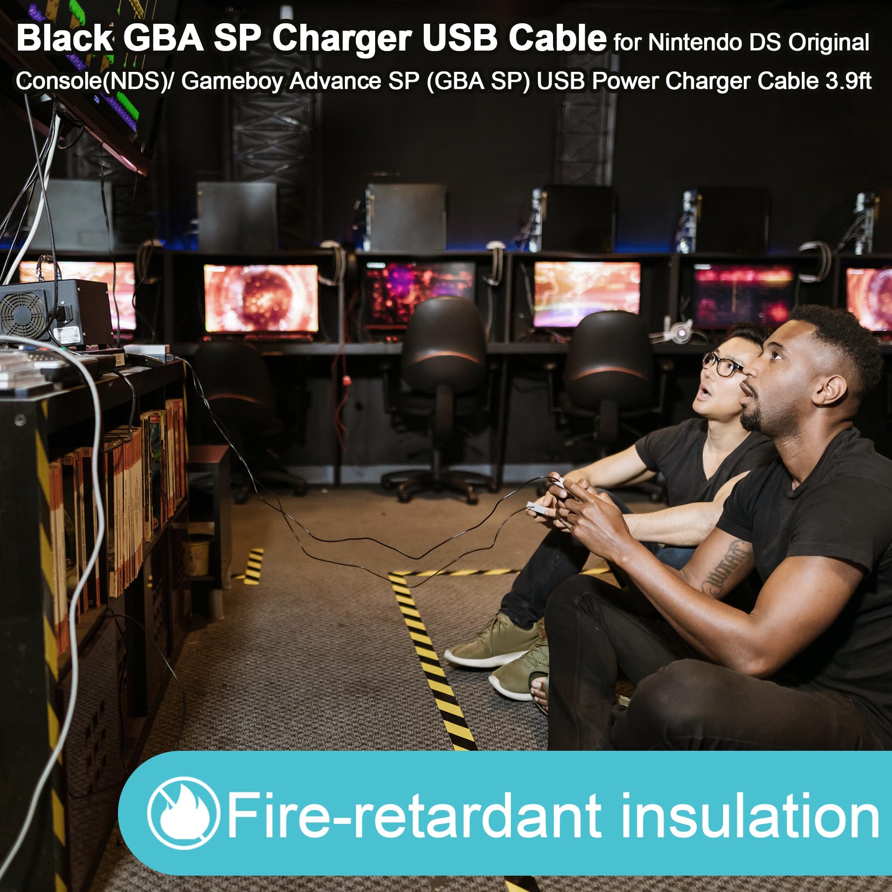 Original Nintendo DS & GBA SP USB Charger Cable - 3.9ft Long Black Replacement Power Cord for NDS/Gameboy Advance SP - Perfect for Gaming On-The-Go & Travel Accessories