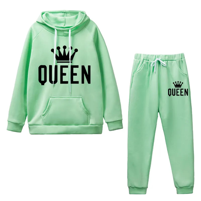 Women's Autumn Winter Hoodie & Fleece Pants 2-Piece Tracksuit Set - Cozy Casual Jogging Outfit for Running, Lounging & Streetwear Fashion
