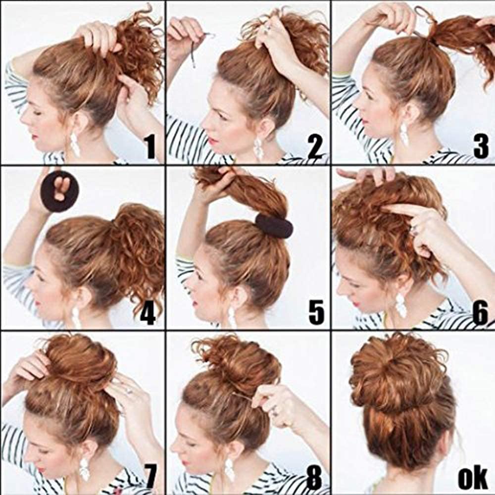 Glamyou Hair Donut Bun Maker - 7 Pack Black Hair Accessories for Women & Girls - Perfect for Updos, Ponytails, and Special Occasions
