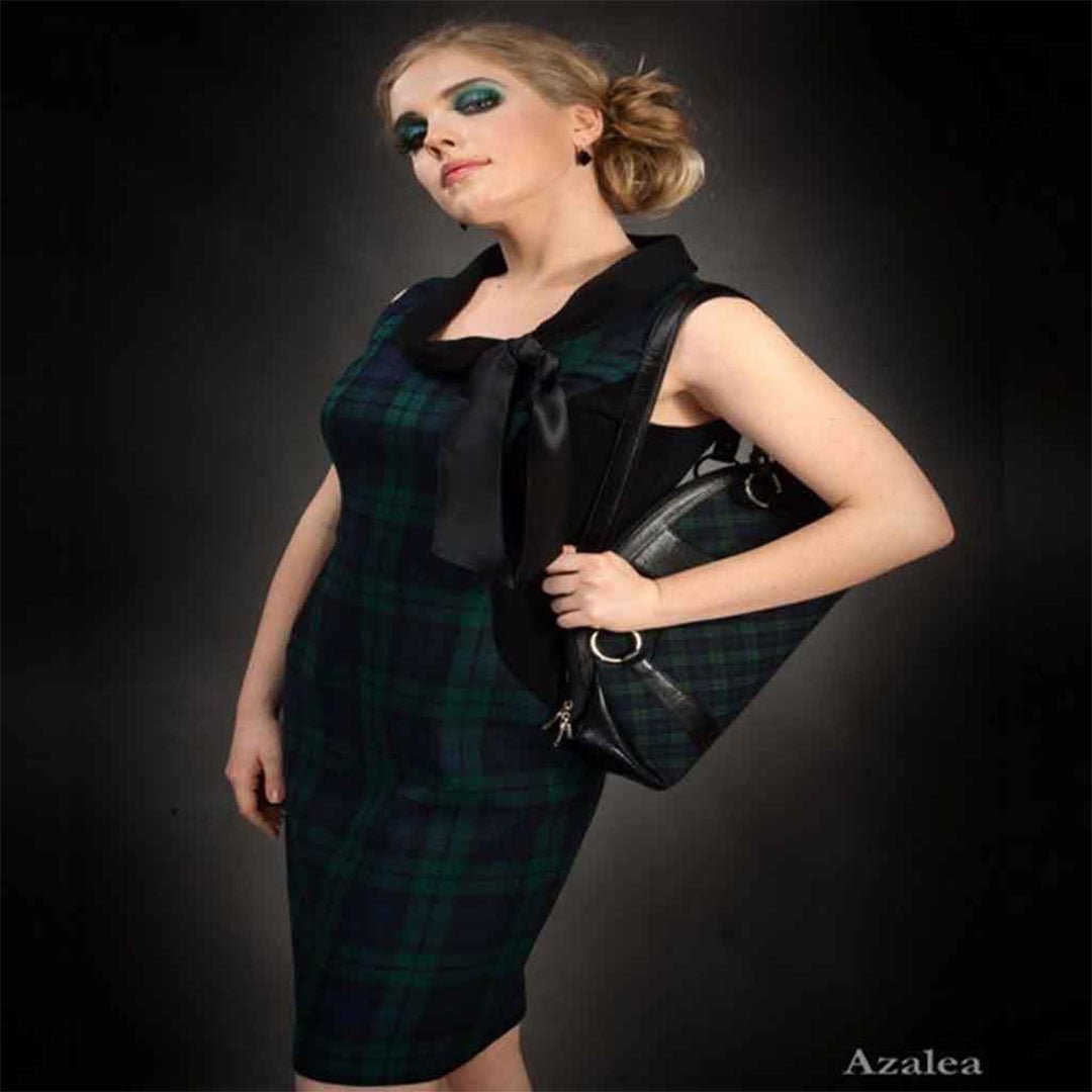 Azalea Women's Short Tartan Plaid Dress - Casual Floral Print A-Line Mini Dress for Party, Date Night & Spring Outfits