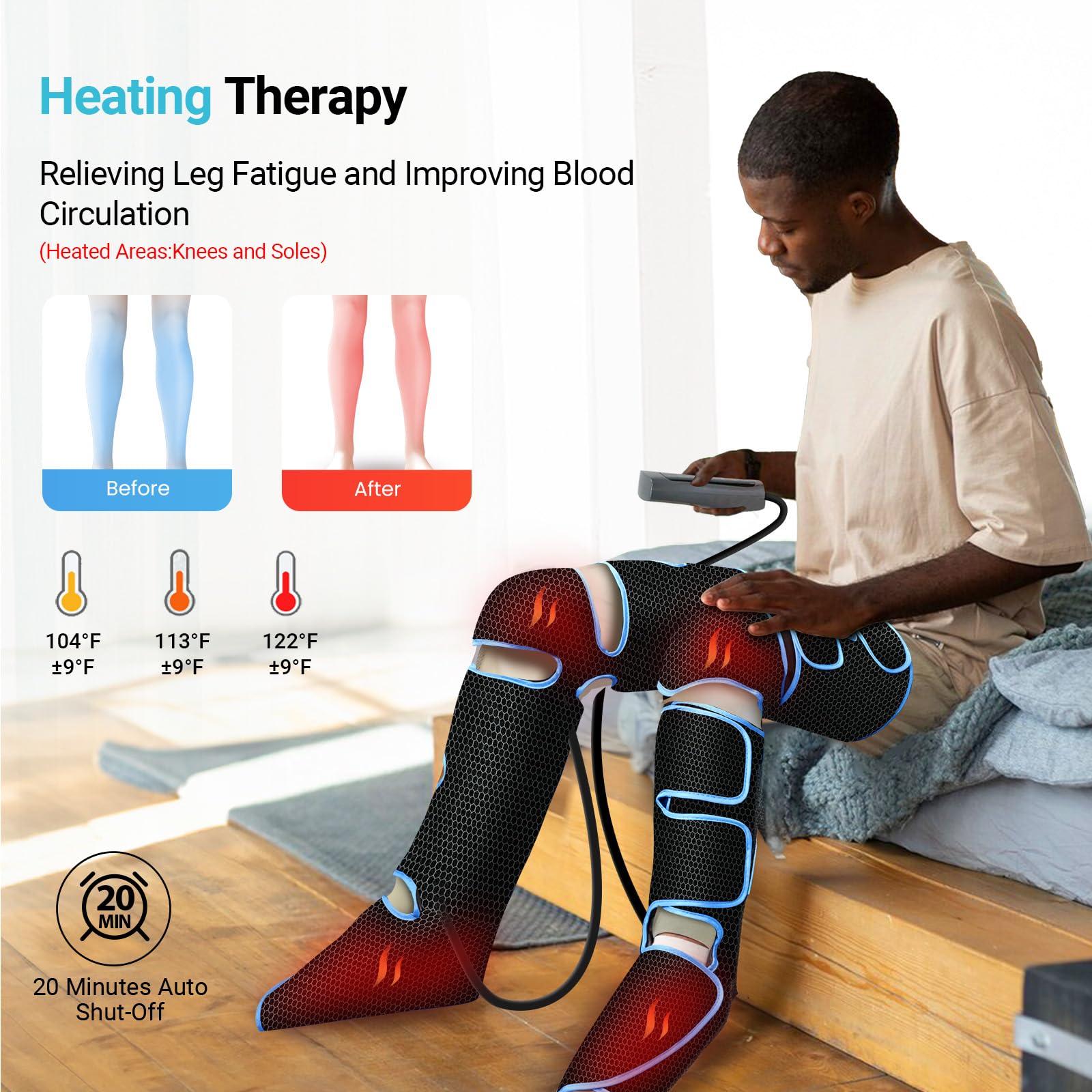 Heated Leg Massager for Circulation & Pain Relief - FSA/HSA Eligible Air Compression Massage for Muscle Fatigue, Cramps, Swelling & Edema - Perfect Christmas Gift for Parents - Ideal for Home Use, Office Relaxation & Post-Workout Recovery