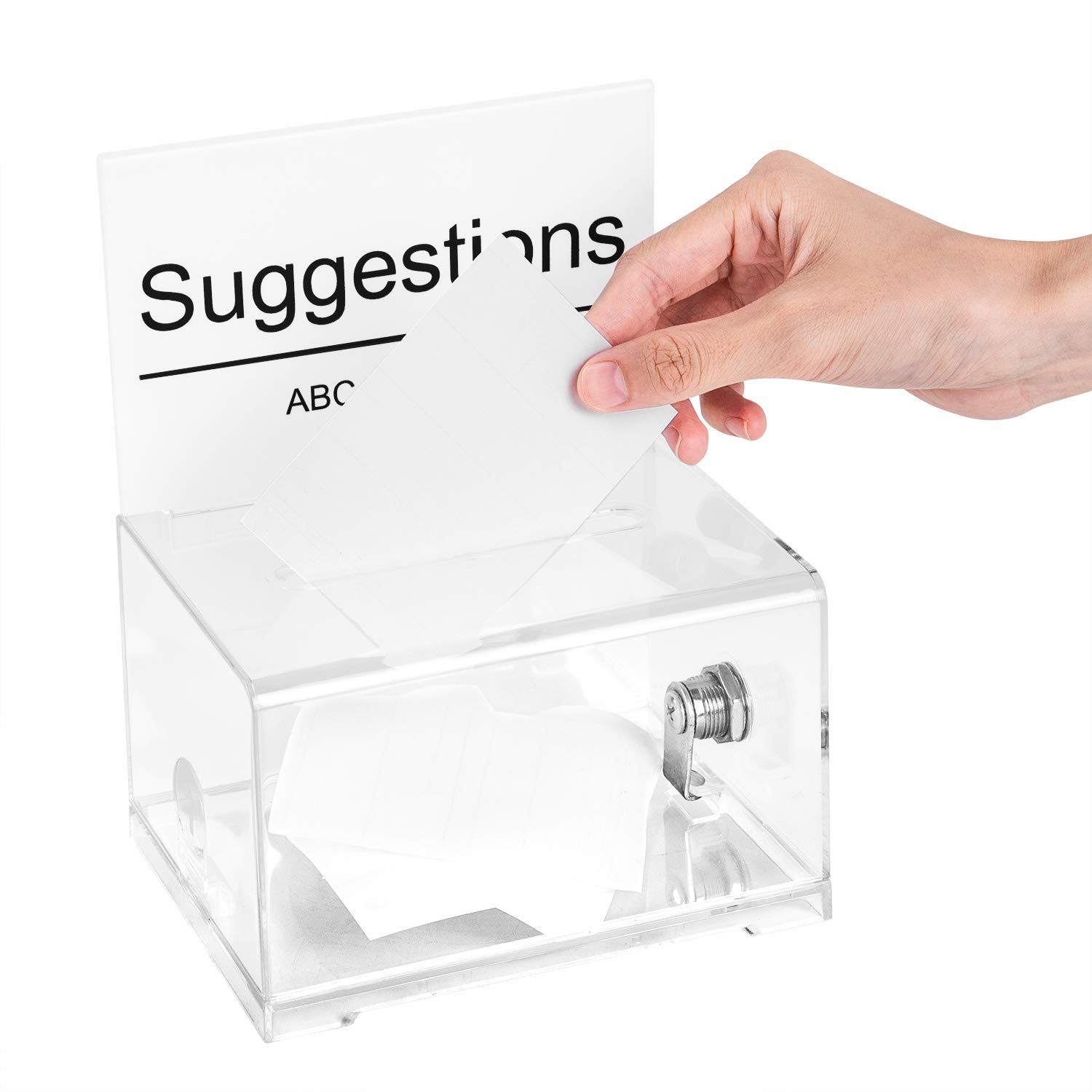 Amazon Basics Clear Ballot Box with Key Lock - Secure Voting Container for Elections, Events, and Community Polls