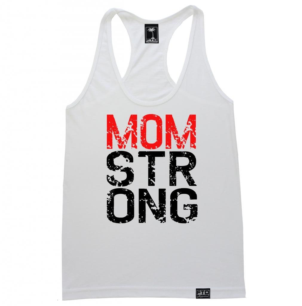 FTD Apparel Women's Mom Strong Racerback Tank Top - Comfortable Workout & Yoga Shirt for Active Moms - Perfect for Gym, Running & Mother's Day Gifts