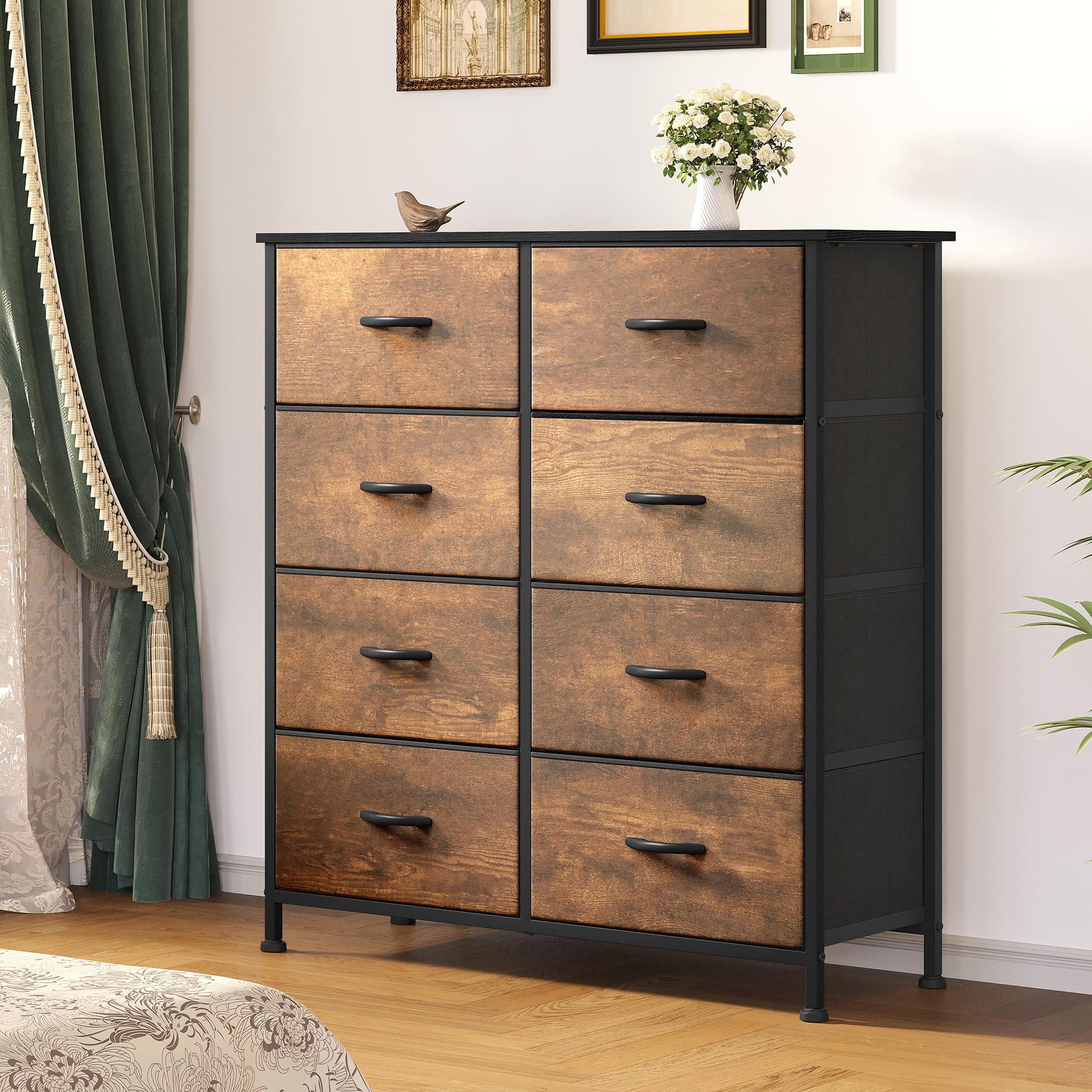 YITAHOME 8-Drawer Fabric Dresser - Tall Storage Tower for Bedroom, Closet & Living Room | Rustic Chest of Drawers with Organizer | Perfect for Small Spaces, Dorm Rooms & Apartment Storage Solutions