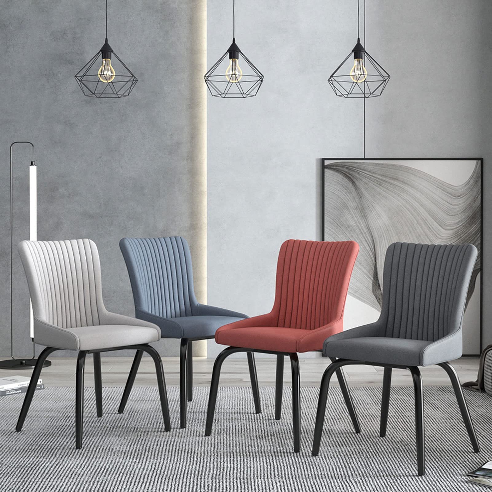 Modern Faux Leather Dining Chairs - Armless Counter Height Upholstered Lounge Chairs with Backrest, 200kg Weight Capacity - Perfect for Kitchen, Bar, Dining Room & Office Use
