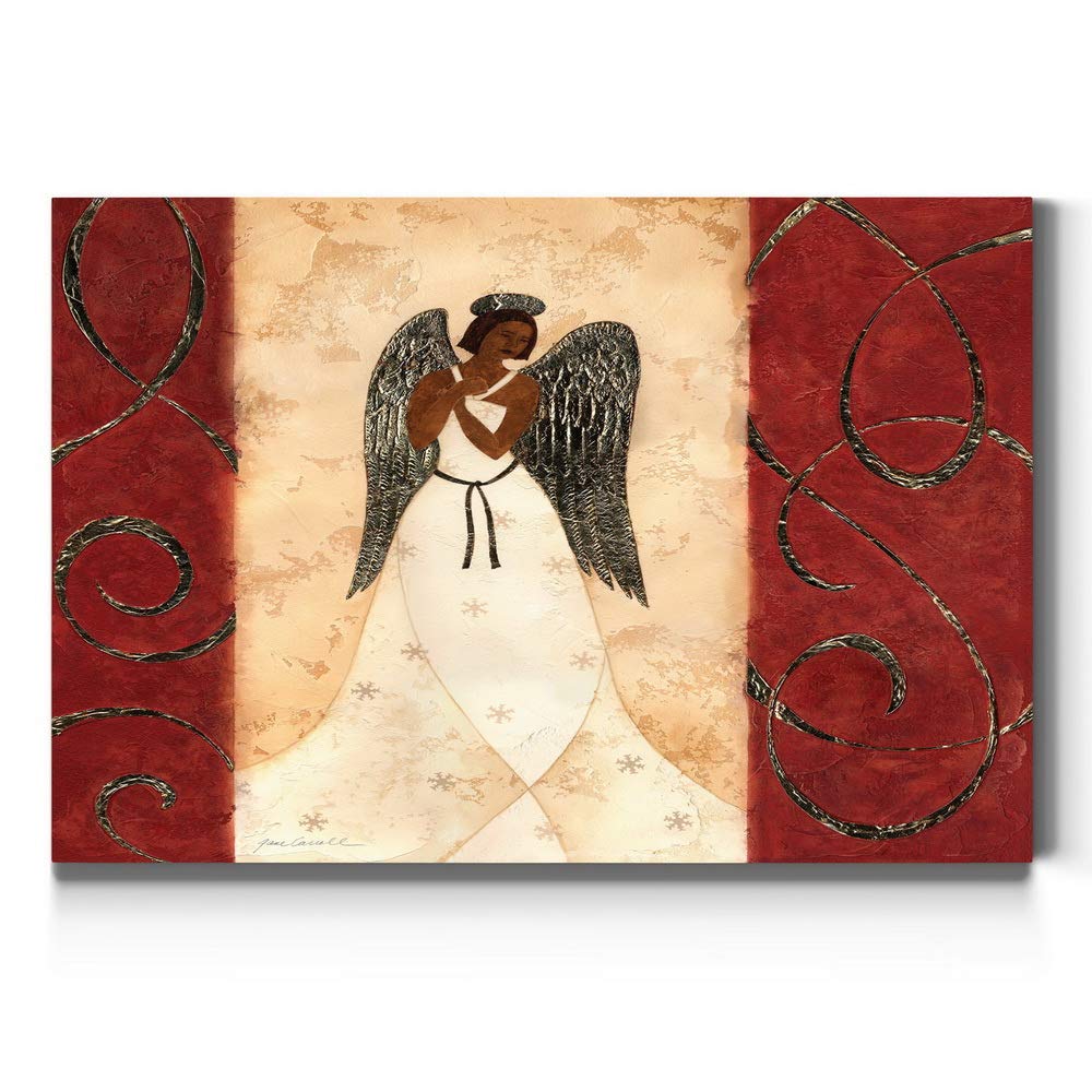 Renditions Gallery Christmas Canvas Wall Art - Holiday Décor with Hot Chocolate & Gingerbread House Theme - Red Angel 01 (32x48 inches) - Perfect for Living Room, Bedroom & Seasonal Home Decor