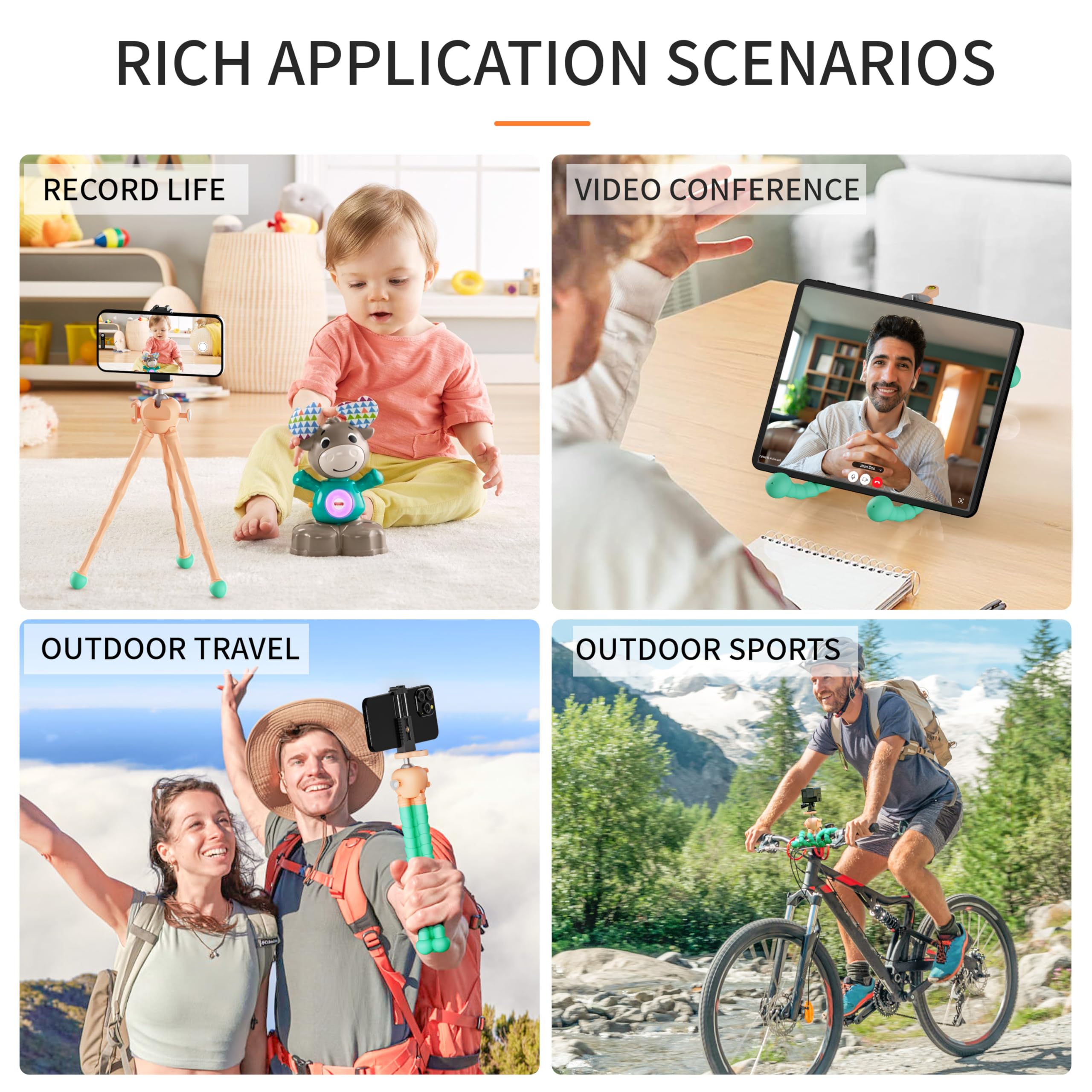 Flexible Phone Tripod Stand with Wireless Remote & Adjustable Phone Holder - Portable Mini Octopus Tripod for iPhone, Samsung, Canon & Nikon Cameras | Perfect for Travel Vlogging, Selfies, Live Streaming & Outdoor Photography