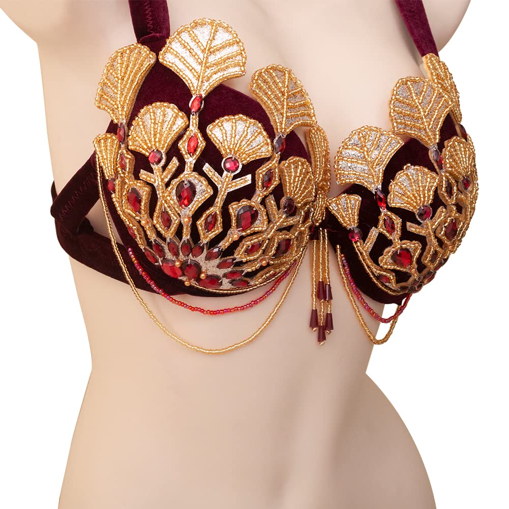 Royal Smeela Women's Velvet Belly Dance Costume Set - Sexy Bellydance Bra & Belt Outfit for Performances, Halloween, Carnival & Stage Shows