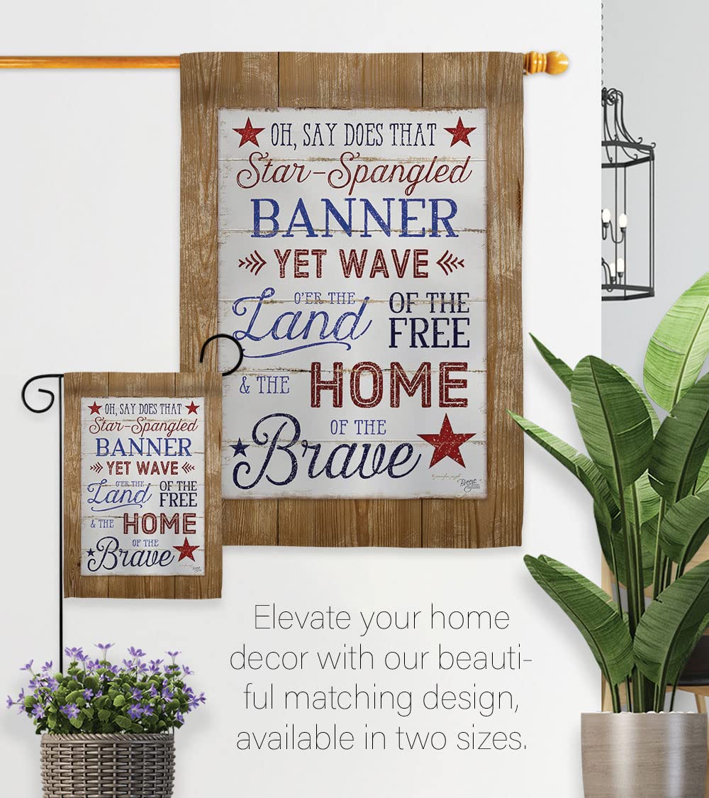 Patriotic Americana House Flag Set 28x40in w/Flagpole for Outdoor Decor