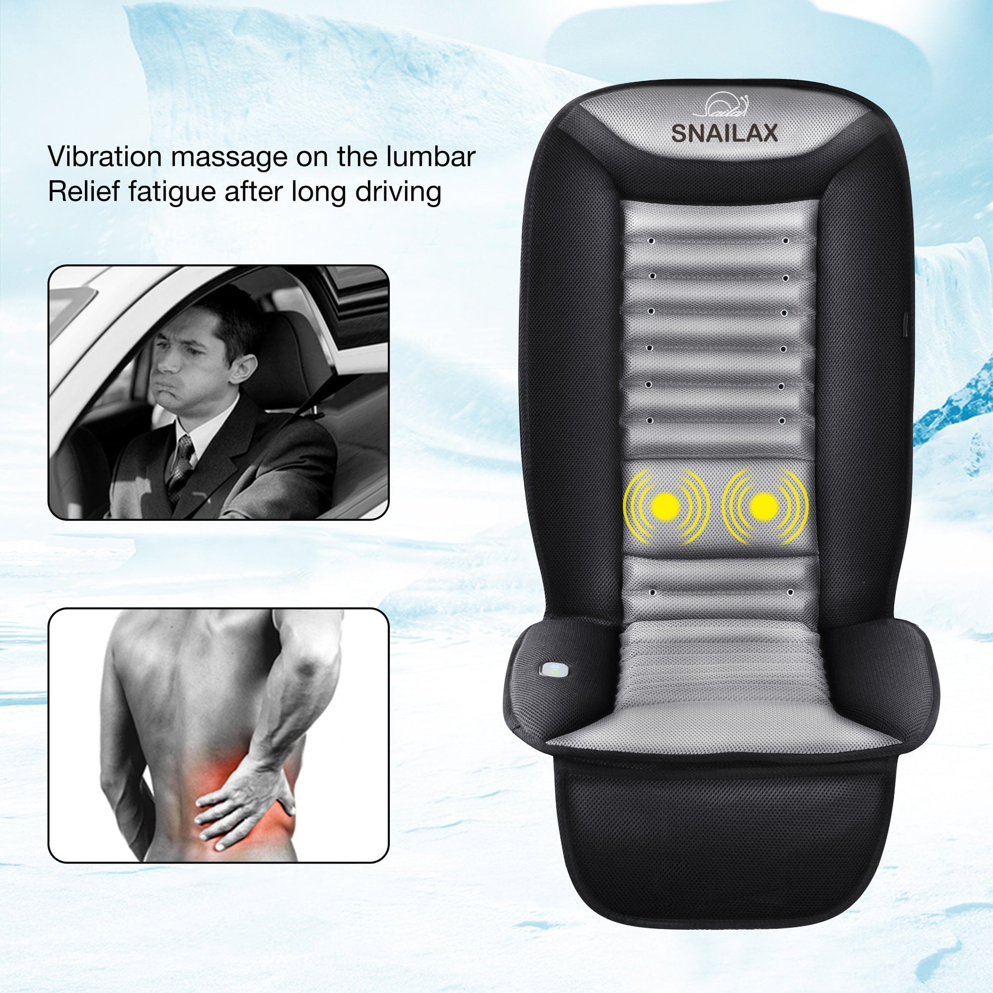 Snailax Cooling Seat Cushion with Vibration Massage - Breathable Gel Memory Foam for Office Chair, Car & Home Use - Relieves Back Pain & Pressure Points - Perfect for Long Sitting Sessions at Work or Driving