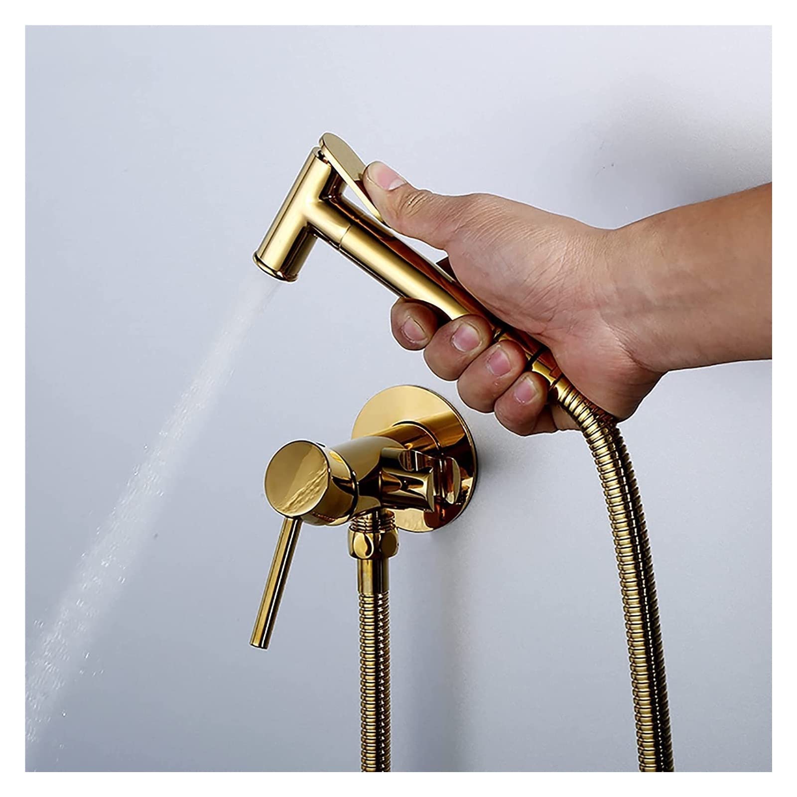 Handheld Toilet Sprayer Kit - Wall Mounted Titanium Gold Bathroom Bidet Sprayer with Hot & Cold Water - Brass Diaper Sprayer for Pet Washing, Feminine Hygiene & Cleaning - Perfect for Baby Care, Pet Grooming & Bathroom Cleaning