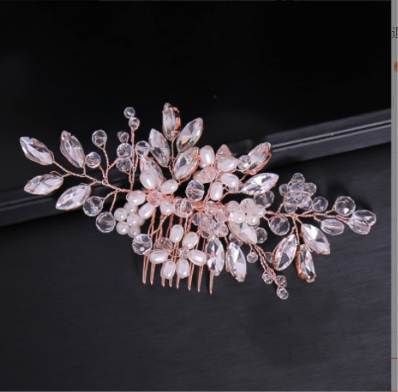 RUVOO Crystal Rhinestone Pearl Bridal Hair Comb - Elegant Wedding Hair Accessories for Bride, Women's Hair Jewelry Side Comb Clip for Bridal Party, Prom, Special Occasions