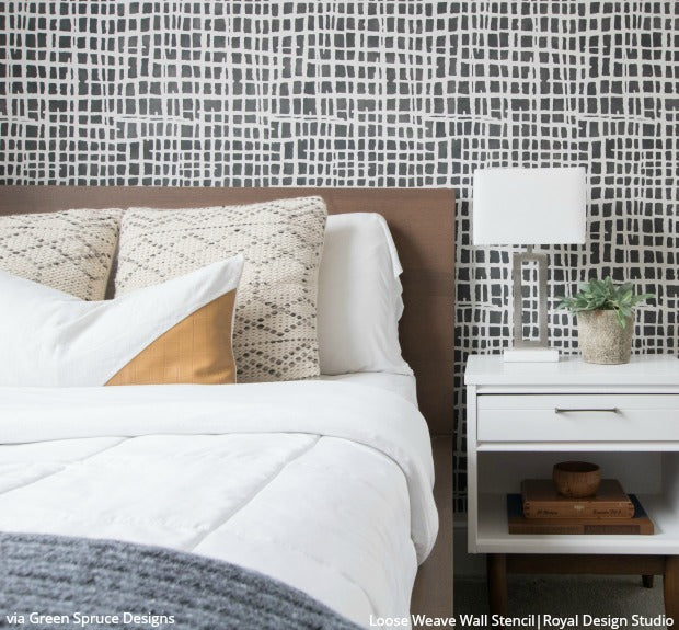 Loose Weave Wall Stencil - DIY Home Decor Painting Template for Boho & Farmhouse Style - Perfect for Bedroom, Living Room, and Accent Walls