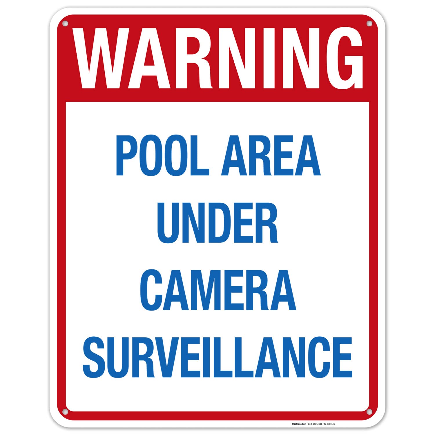 Pool Area Under Camera Surveillance Sign - 24x30 Inches, 55 mil Thick HDPS, Durable Safety Sign for Swimming Pools, Parks, and Community Areas - Made in USA
