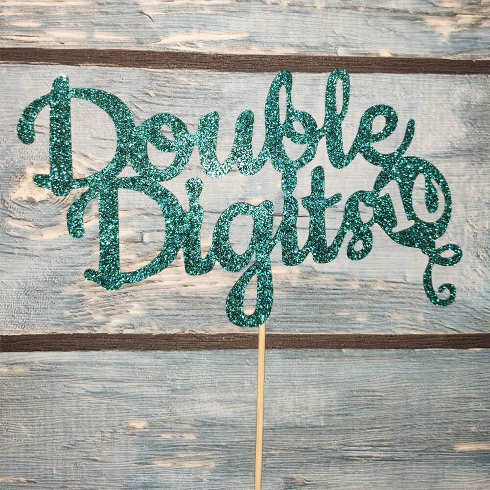 Double Digits Cake Topper - 10th Birthday Party Decorations | Gold Foil Number 10 Cake Topper for Tenth Birthday Celebrations, Anniversary & Milestone Parties (Green)
