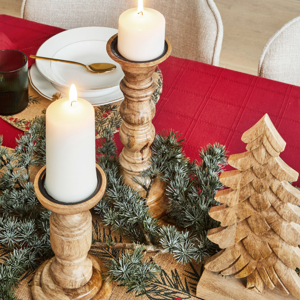 Kenn Christmas Large Natural Candle Holder - Handcrafted Holiday Decor for Fireplace, Mantel & Table Centerpiece - Arriving Late August