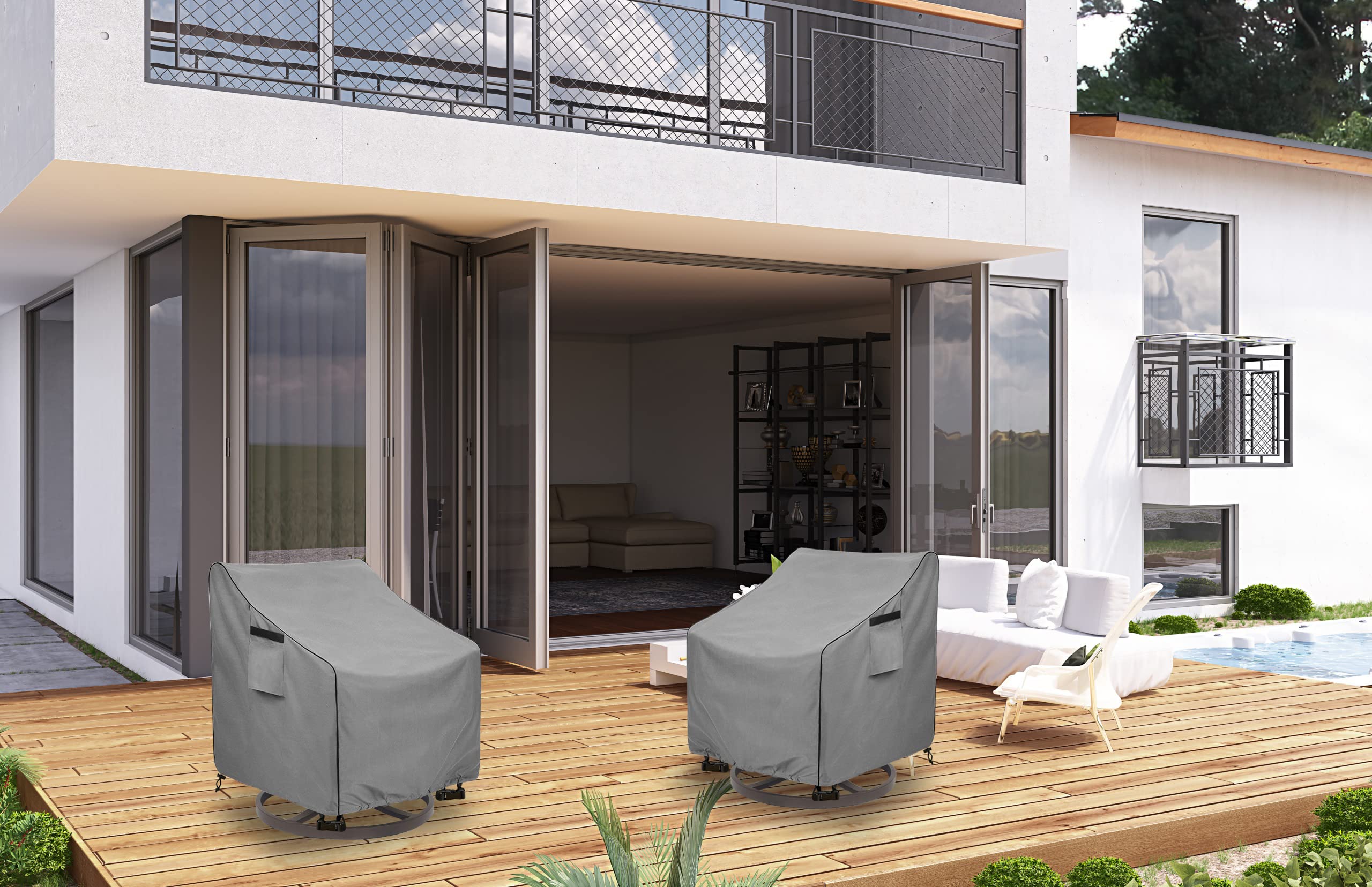 OKCOOL 2-Pack Waterproof Outdoor Swivel Chair Covers (30