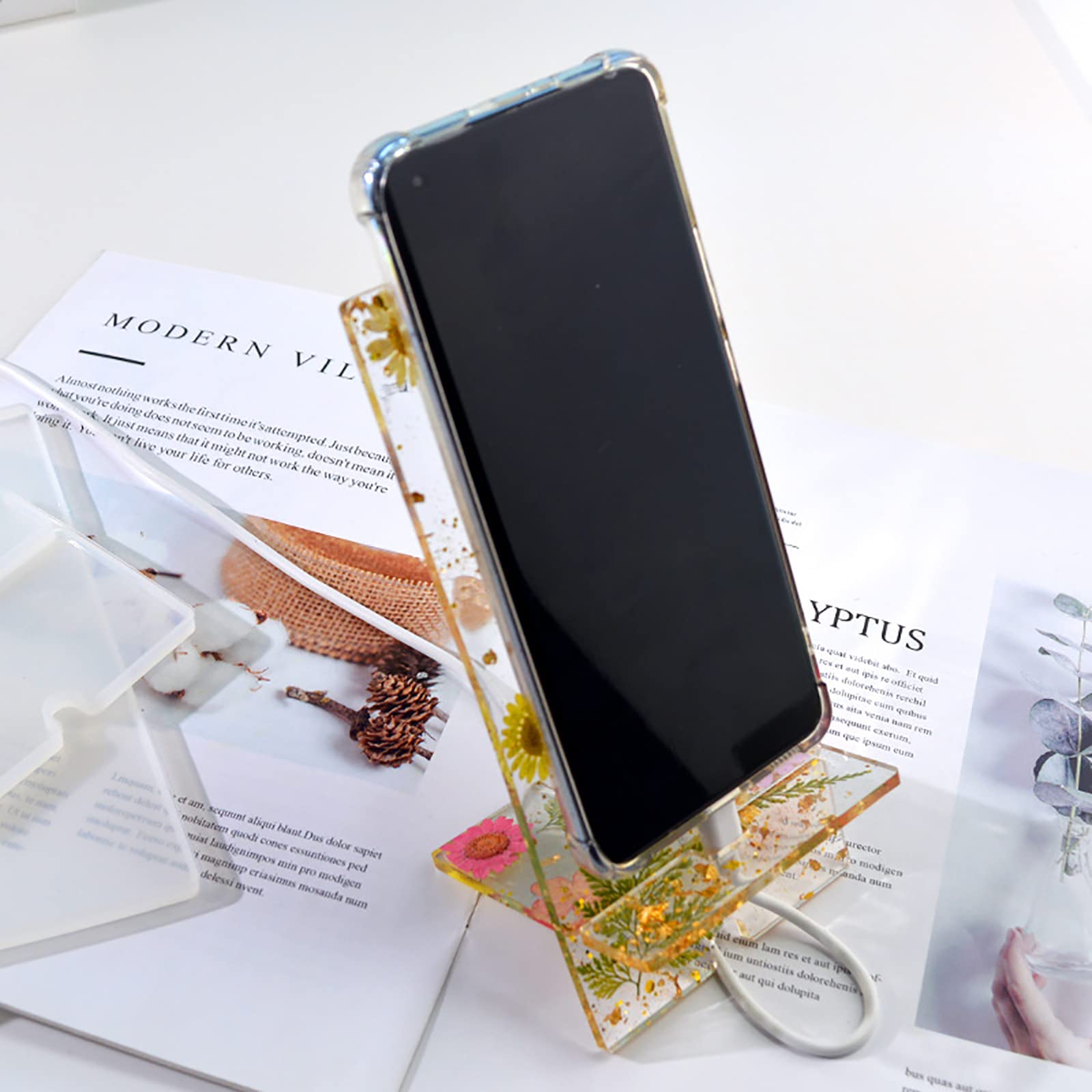 Chuwen Resin Phone Stand Silicone Mold - DIY Epoxy Casting Kit for Mobile Holder & Support Bracket | Perfect for Crafting Unique Phone Accessories, Home Decor, and Gift Making