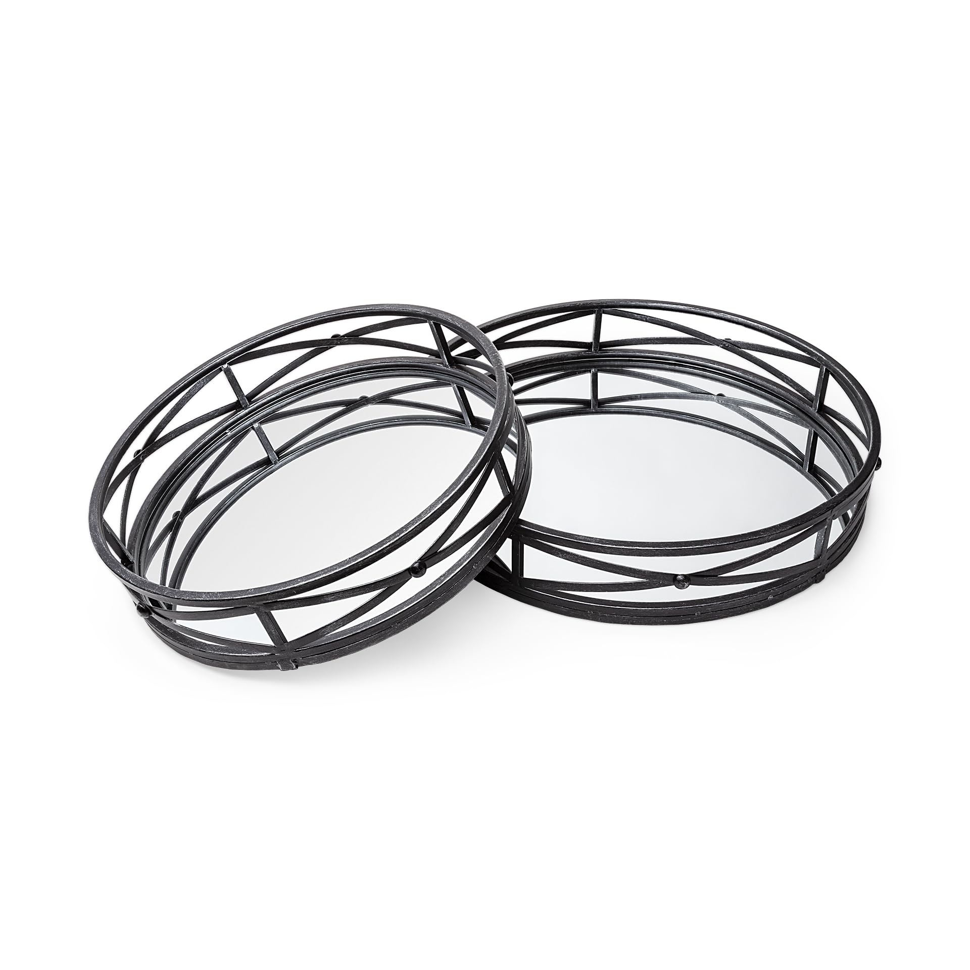 Mercana Piers (Set of 2) Black Wooden Serving Trays - Perfect for Coffee Table Decor, Living Room Organization & Dining Room Entertaining