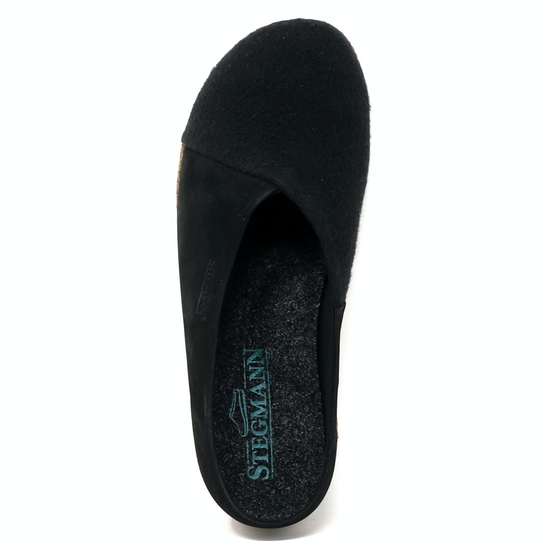 Women's Elsa Stretch Felt & Nubuck Wedge Mule Slippers - Comfortable House Shoes for Indoor/Outdoor Wear, Perfect for Relaxing at Home, Lounging or Quick Errands