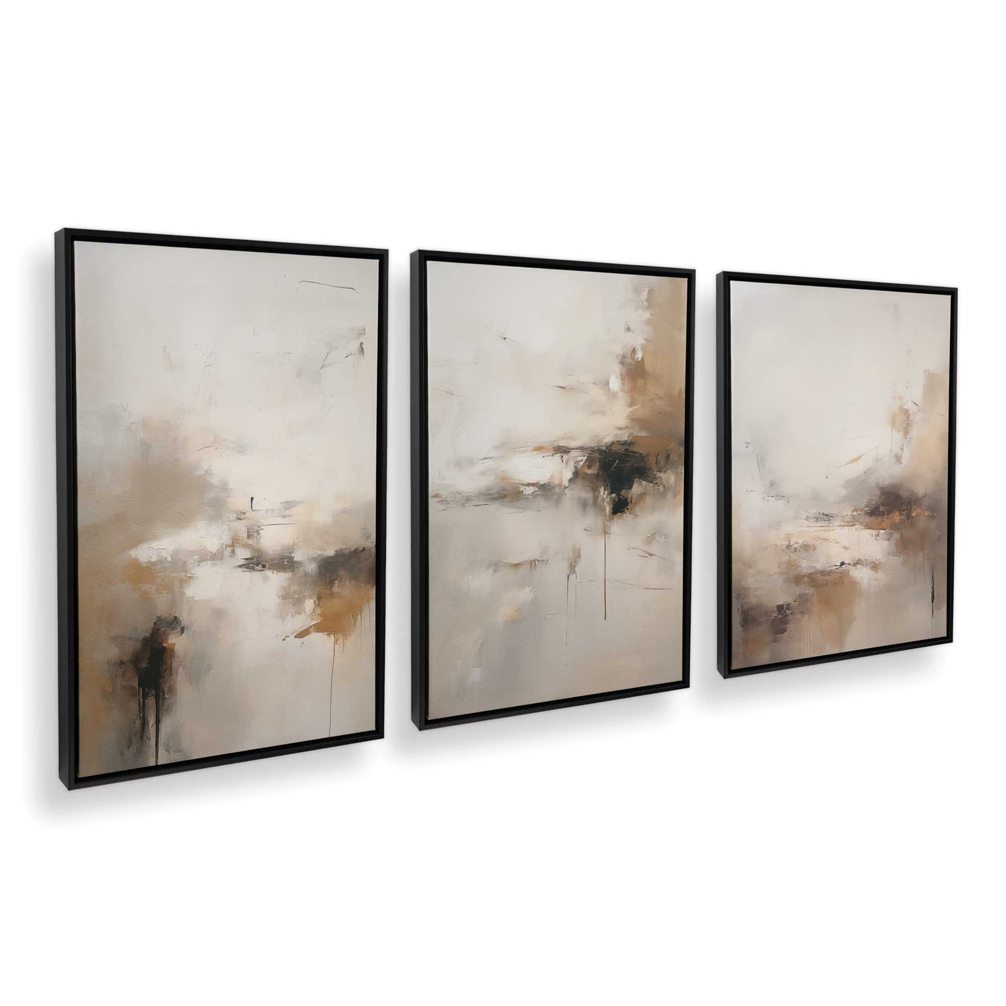 Gentle Gilded Gust - Set of 3 Canvas Wall Art Prints | Modern Home Decor for Living Room, Bedroom & Office