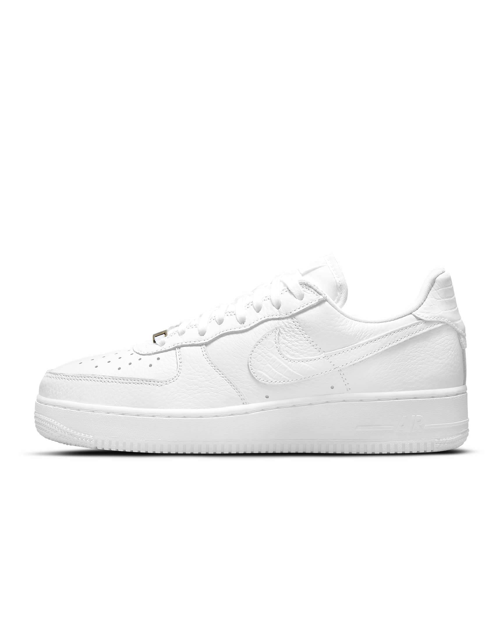 Nike Men's Air Force 1 '07 Craft Sneakers - Crocodile-Swoosh White/White (CU4865 100) Size 12 | Basketball Shoes & Casual Wear for Men