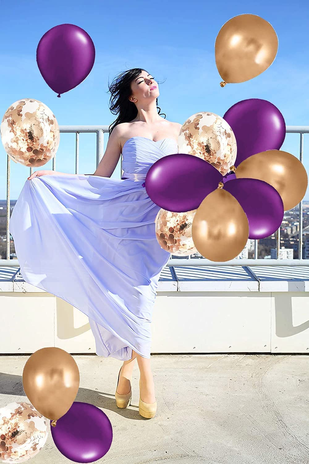 15pcs Purple Rose Gold Balloons for Birthday, Wedding & Graduation Party Decorations - Elegant Purple Gold Party Supplies for Women's Celebrations | Perfect for Indoor & Outdoor Events