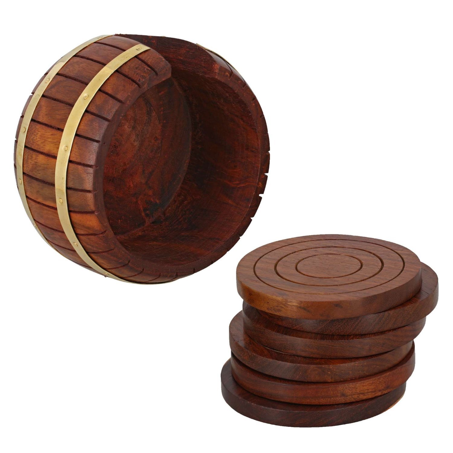 ITOS365 Set of 6 Natural Wood Drink Coasters - Absorbent & Reusable for Coffee, Tea, Beer, Wine & Cocktails - Perfect for Home, Office & Bar Use