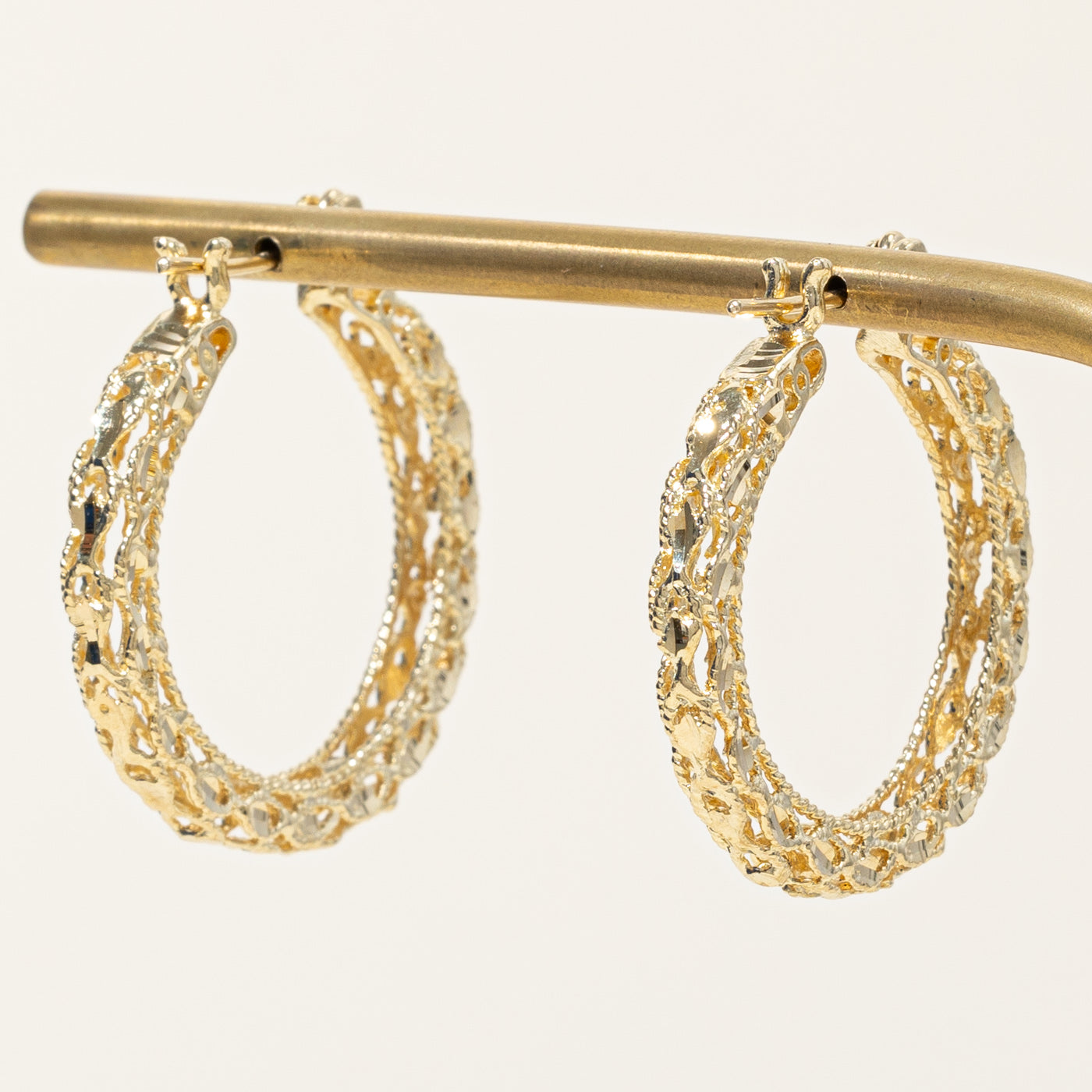 14K Yellow Gold Textured Hoop Earrings for Women - Elegant Dainty Huggie Earrings for Everyday Wear, Gift for Her, Wedding, Party & Special Occasions