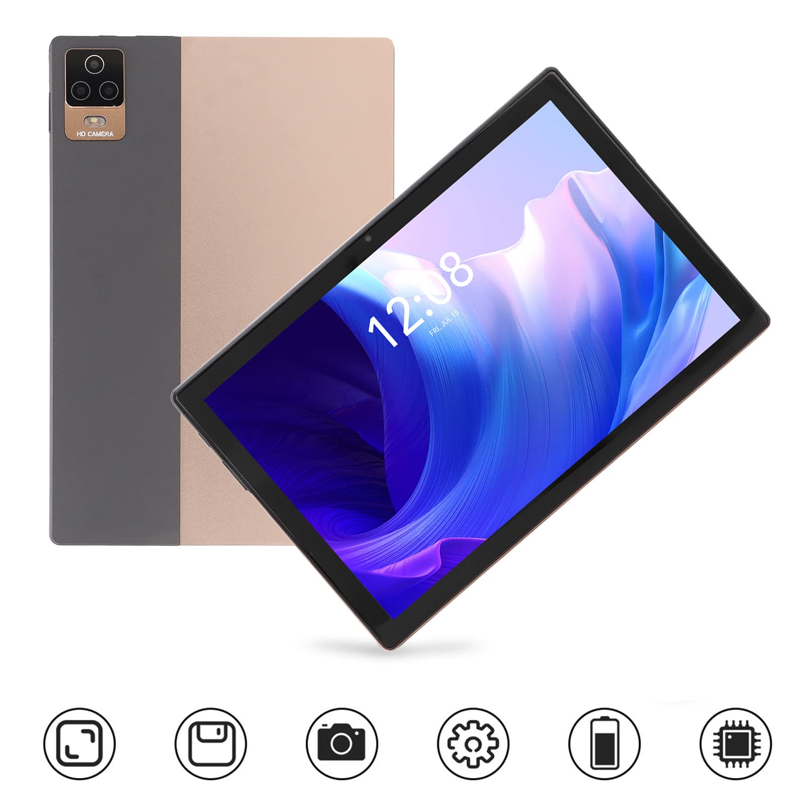 CHICIRIS 10.1 Inch Tablet PC - 10GB RAM 256GB Storage, High Resolution Screen for Reading & Entertainment (Gold) | Perfect for Students, Professionals & Home Use