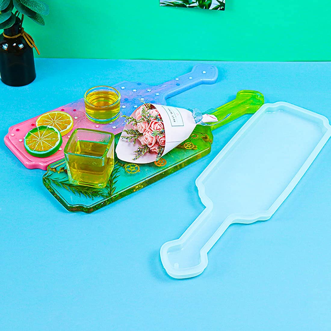 Epoxy Resin Molds with Handle - Silicone Coaster & Serving Tray DIY Craft Molds for Tea Tray, Fruit Platter, Candlestick, Tableware - Perfect for Home Decor, DIY Projects, and Gift Making