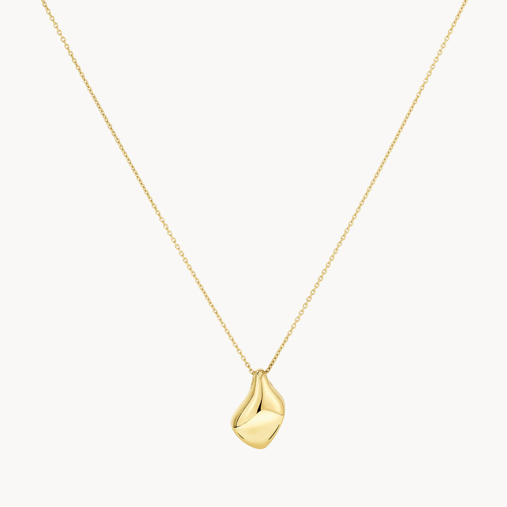 Elegant Organic Drop Pendant Necklace in 14K Gold - Perfect for Weddings, Date Nights & Special Occasions