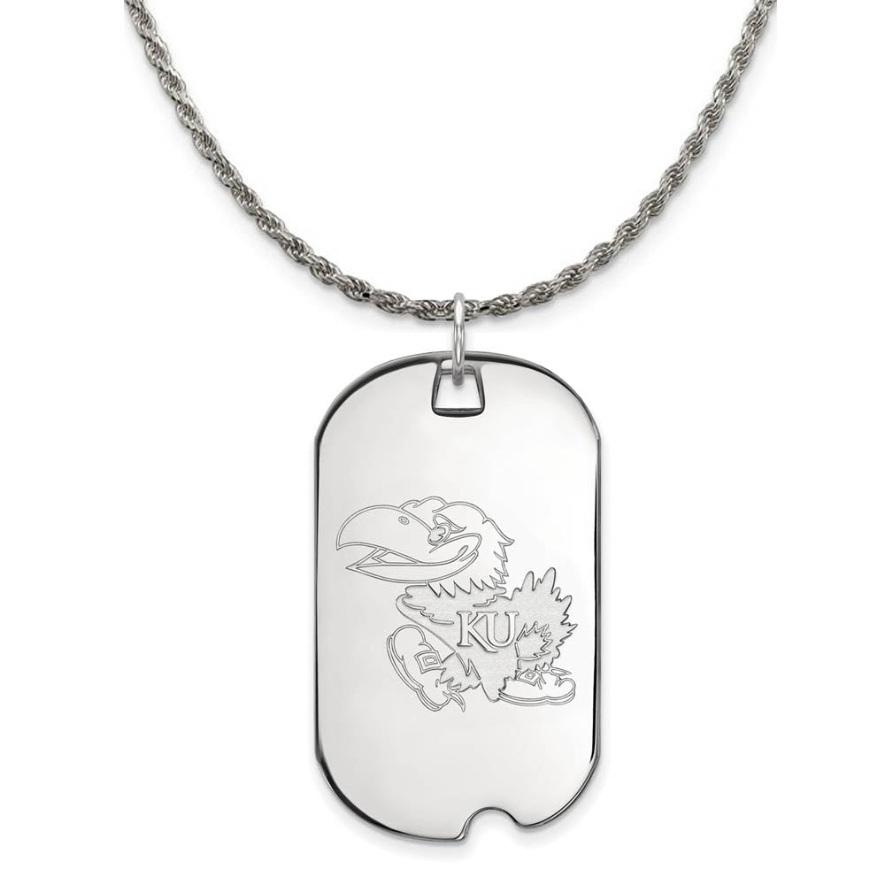 Kansas Jayhawks Dog Tag Necklace - Silver & Black for Pet Lovers