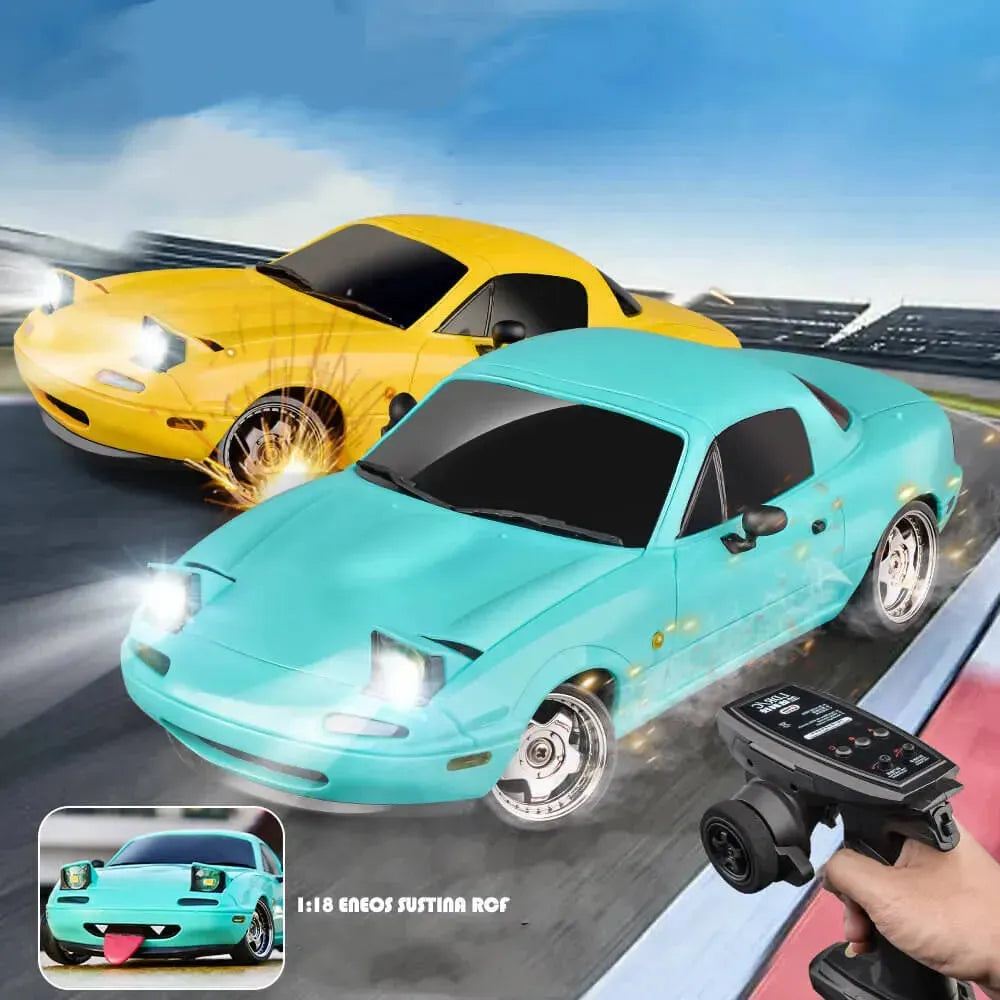 LDRC 1804 1/18 Scale RC Drift Car RTR with Gyro - Mazda MX-5 2.4G RWD Alloy Body & LED Lights | Ready-to-Race Remote Control Car for Adults & Teens | Perfect for Indoor/Outdoor Drifting, Racing & Car Shows (US Only)