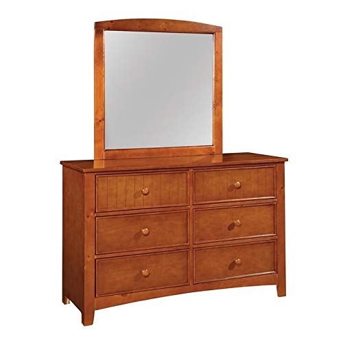 Dimanche Solid Wood Dresser with Mirror - Oak Finish | Rustic Bedroom Furniture for Home Decor & Storage | Perfect for Master Bedroom, Guest Room, or Nursery