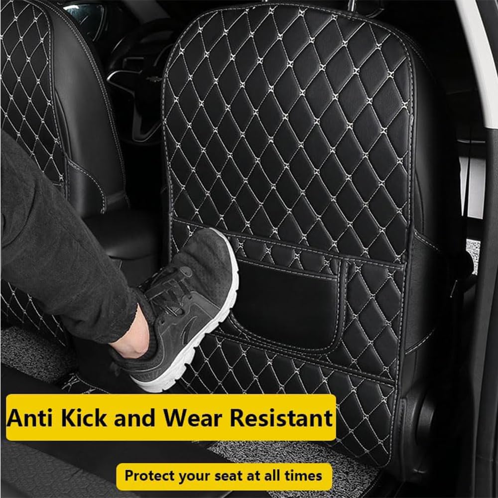 2 Pack Car Seat Back Protector - Waterproof Anti-Kick & Scratch Pad for VW ID.3/ID.4/ID.5/ID.6 Models - Leather Seat Cover Accessories for Kids & Pets Protection (Perfect for Family Road Trips & Daily Commute)