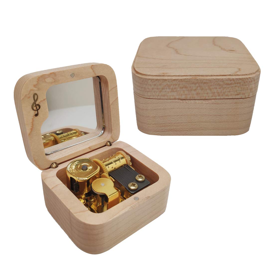 Gbrand Mini Natural Wood Music Box - Handcrafted Maple Wind Up Musical Box for Gifts, Weddings & Home Decor | Perfect for Anniversaries, Birthdays & Romantic Moments