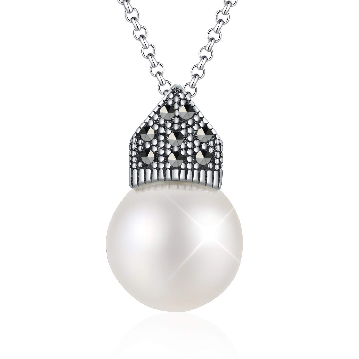 S925 Sterling Silver Pearl Necklace for Women - Elegant Handmade Jewelry Gift for Mom & Wife - Perfect for Weddings & Parties