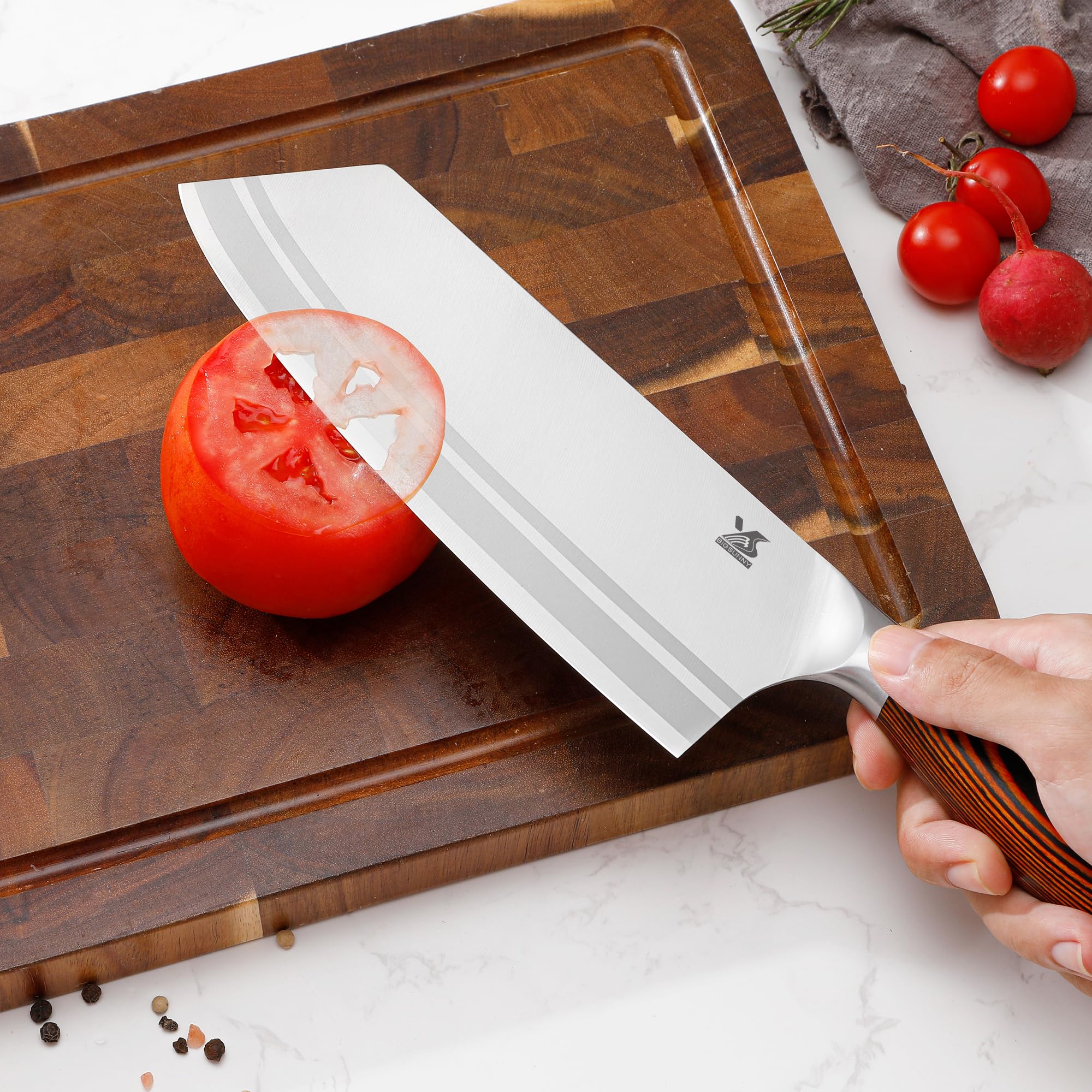MSY BIGSUNNY 7-Piece Professional Kitchen Knife Set - German Stainless Steel Chef Knives with Pakkawood Handle - Sharp Cutlery Set for Cooking, Slicing & Dicing - Ideal Gift for Home Chefs & Culinary Enthusiasts
