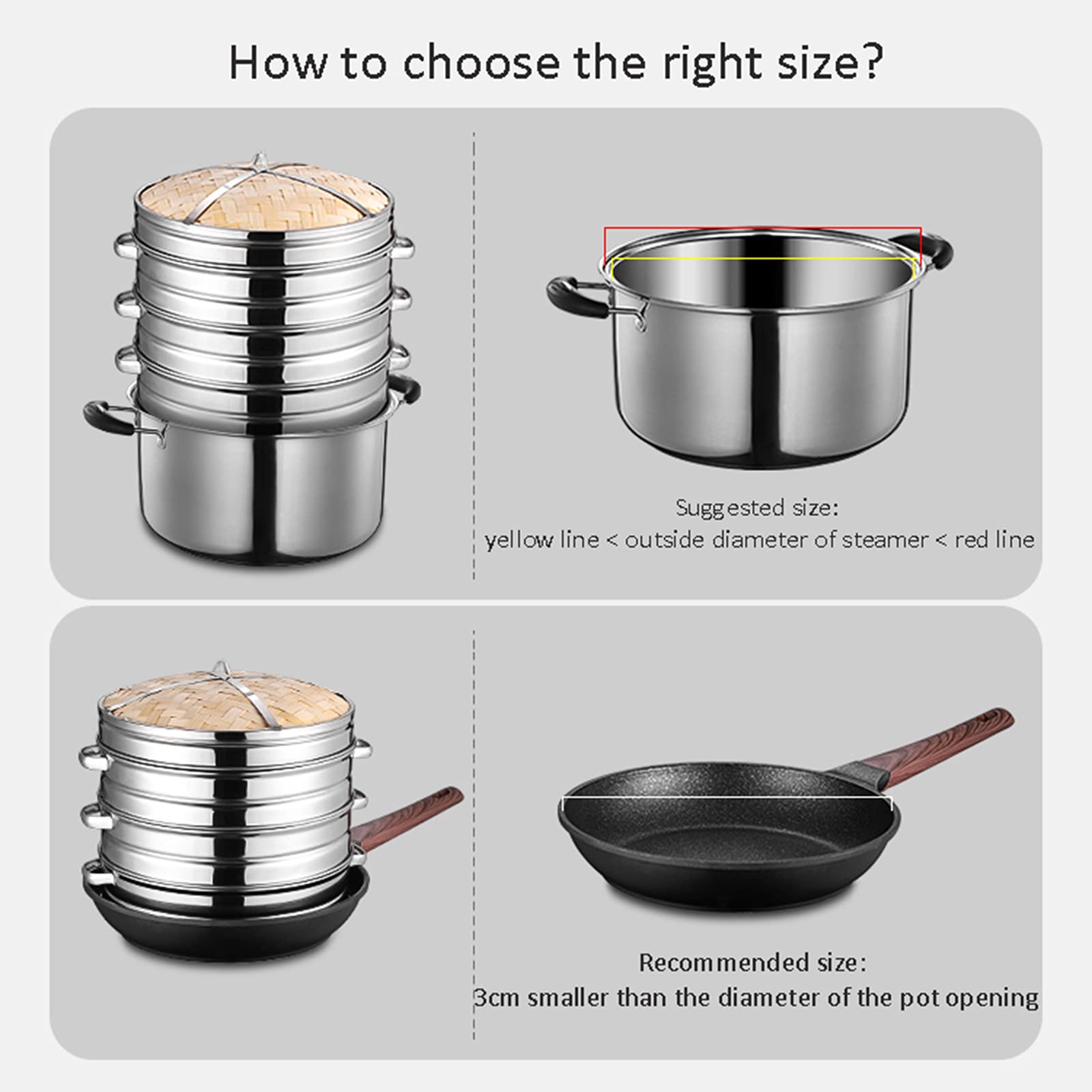 Stainless Steel Steamer Basket - 10.2 Inch (26cm) Bamboo Steamer for Dumplings, Buns & Healthy Cooking | Perfect for Shumai, Bao Buns & Asian Cuisine | Durable Kitchen Cookware & Essential Utensil